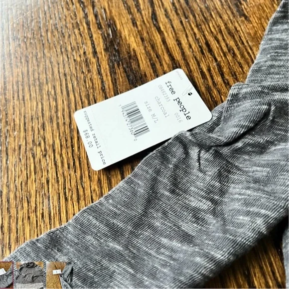 Free People NWT charcoal gray long sleeve tunic with cowl neck/ hoodie s… - Picture 4 of 6